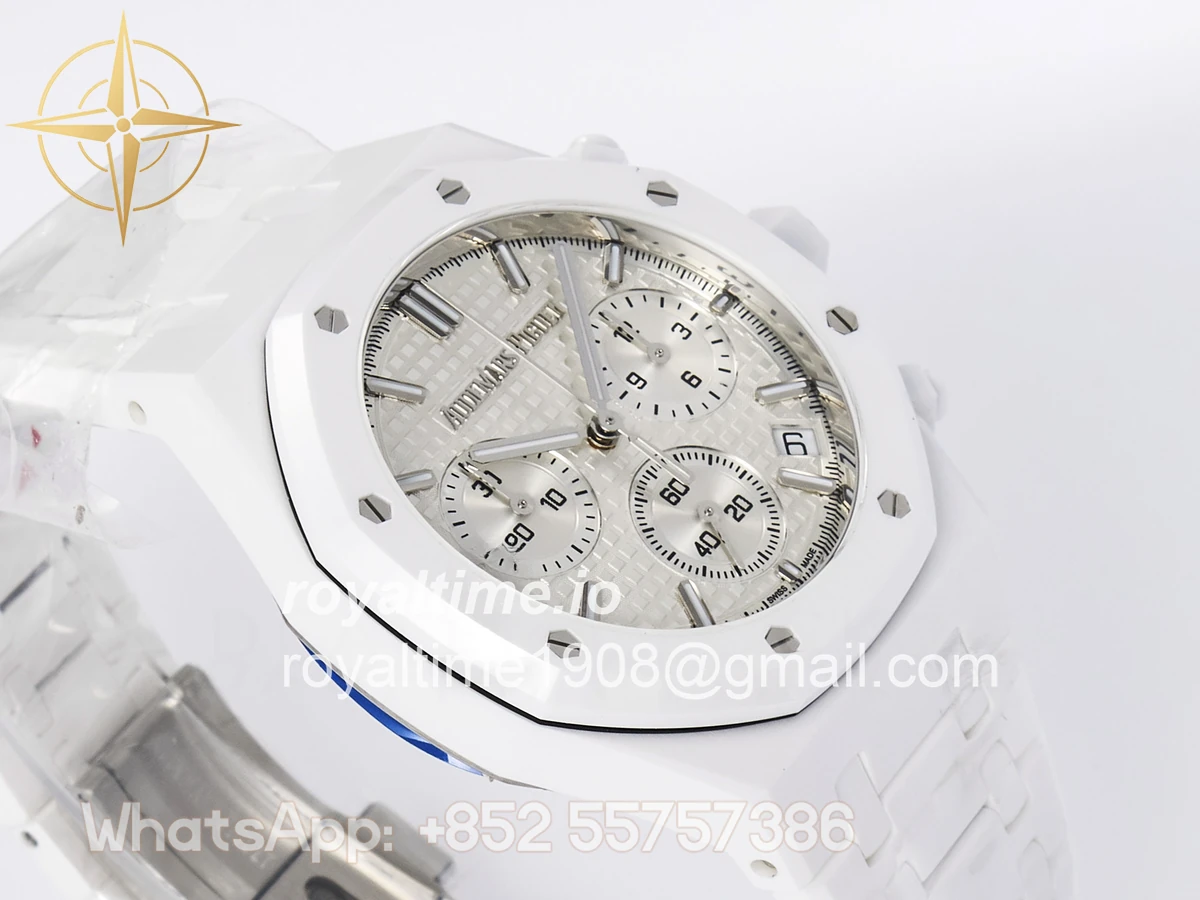 Audemars Piguet Royal Oak Chrono 26240 White Ceramic APSF Black Dial On White Ceramic Bracelet SA4401 - Image 6