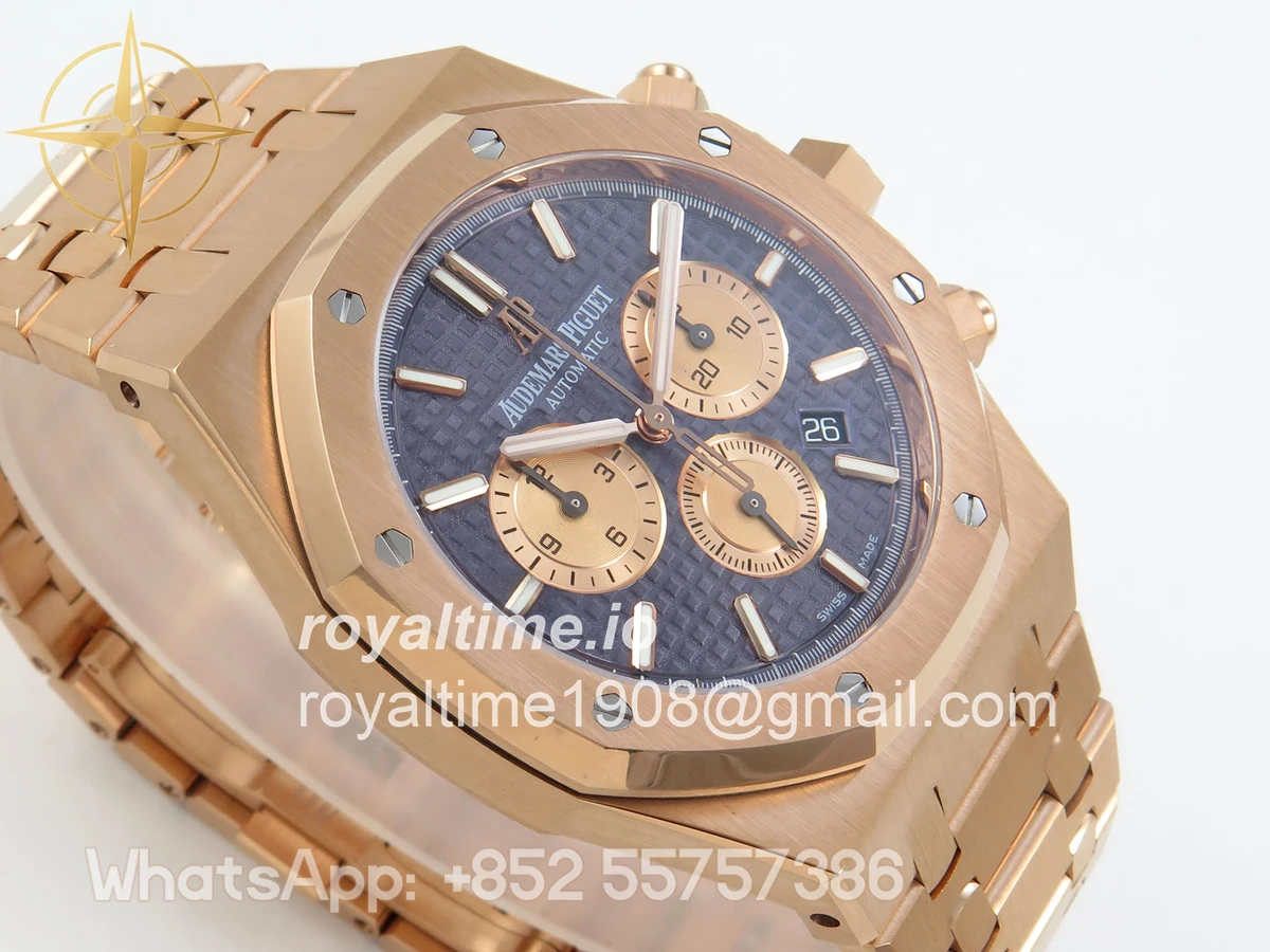 Audemars Piguet Royal Oak Chrono 26331 RG APWF Blue/RG Dial on RG Bracelet A2385 - Image 6