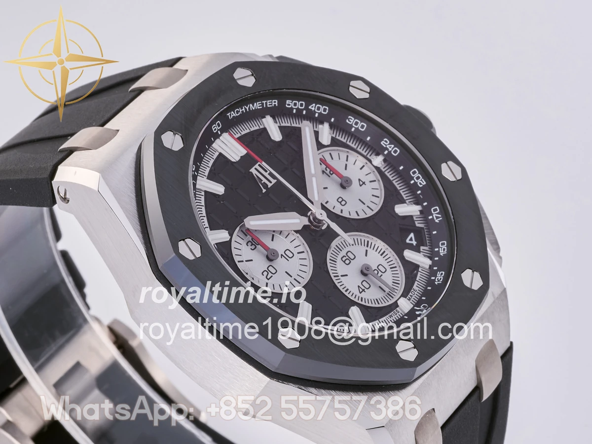 Audemars Piguet Royal Oak Offshore 43mm 26420so SS DDF Black/White Dial on Black Rubber Strap DD4401 - Image 6