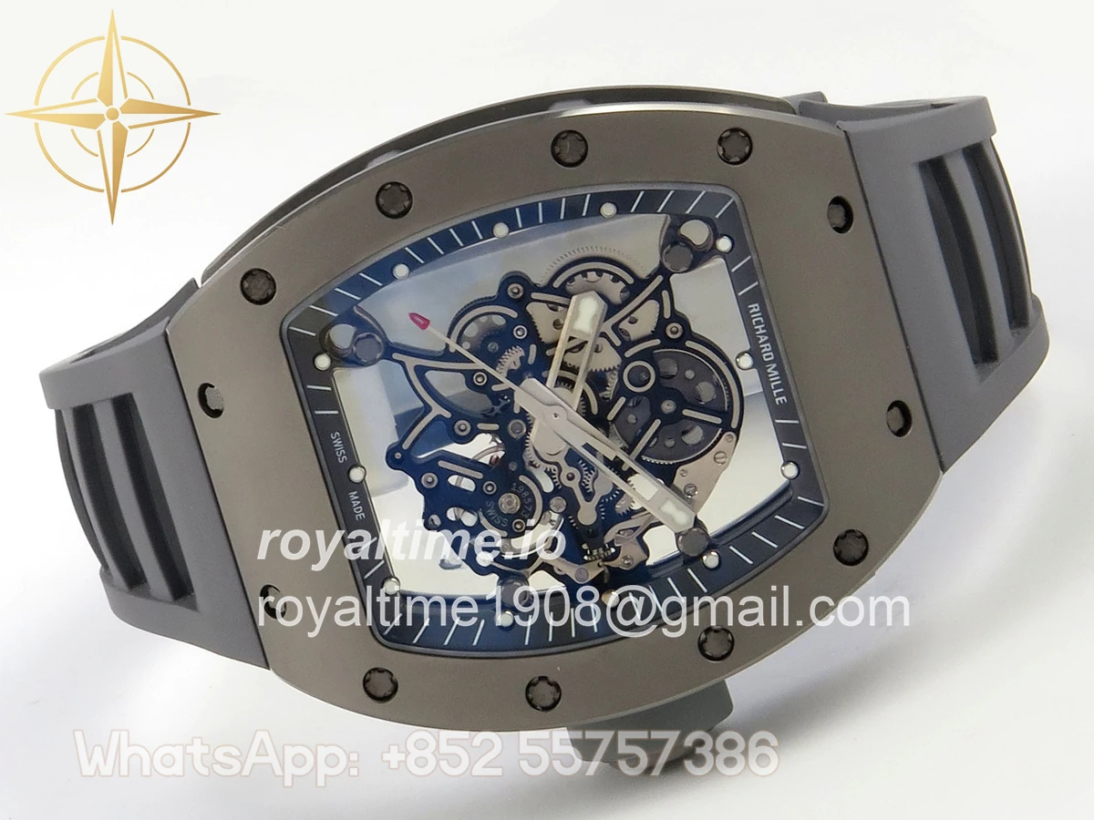 Richard Mille AVF RM055 Gray Cemira on Gray Rubber Strap Vaucher RMUL2 Free Sprung (Mod) - Image 7