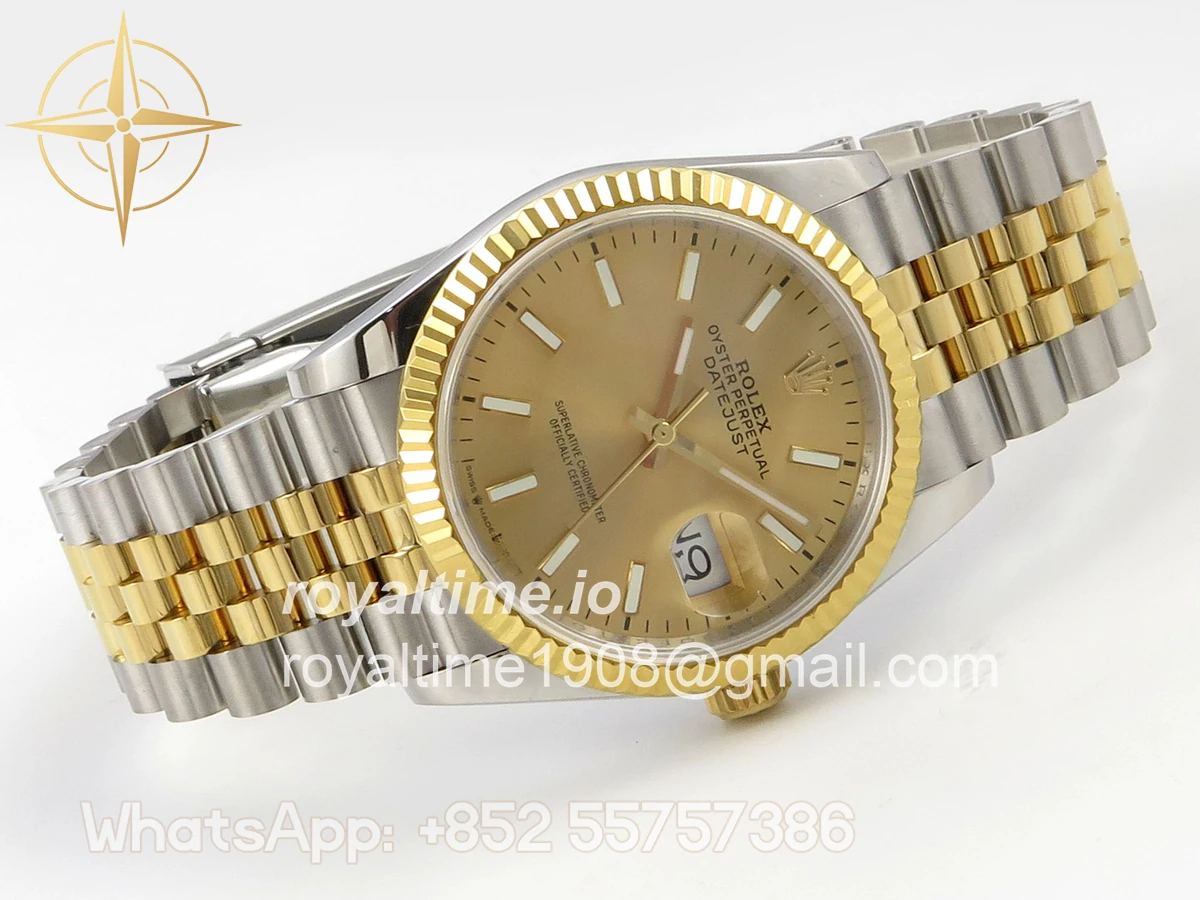 Rolex DateJust 36 126233 QF YG Stick Dial on Jubilee Bracelet QF3235 - Image 7