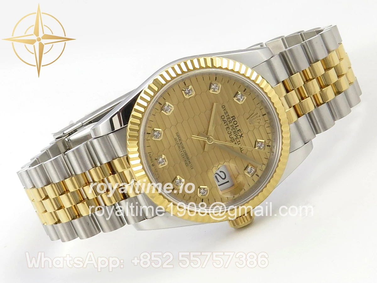 Rolex DateJust 36 126233 QF YG Textured DIamonds Dial on Jubilee Bracelet QF3235 - Image 7