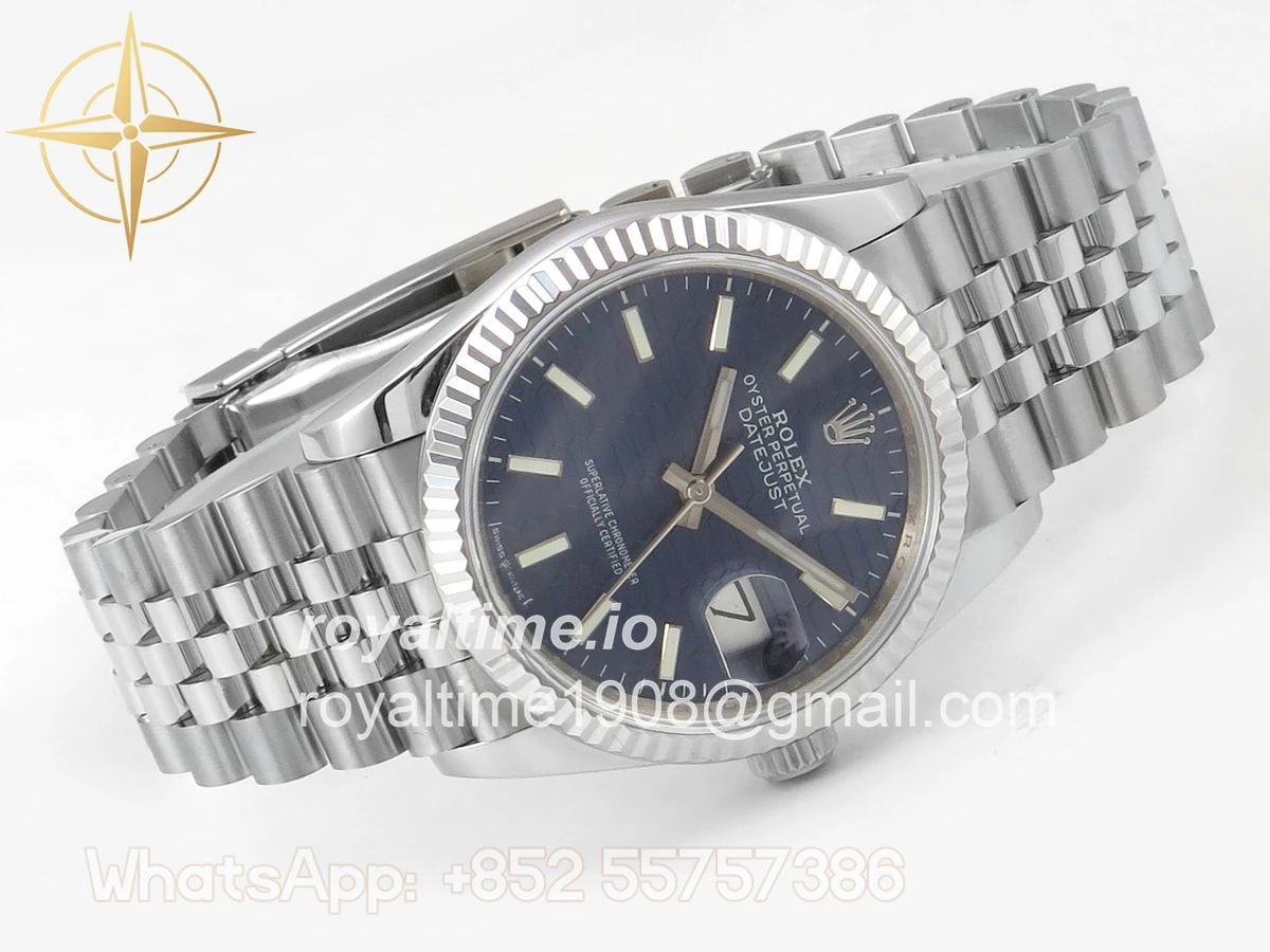 Rolex DateJust 36 126234 QF Blue Textured Stick Dial on Jubilee Bracelet QF3235 - Image 7