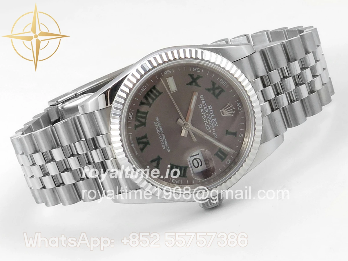 Rolex DateJust 36 126234 QF Gray Dial Green Roman on Jubilee Bracelet QF3235 - Image 7