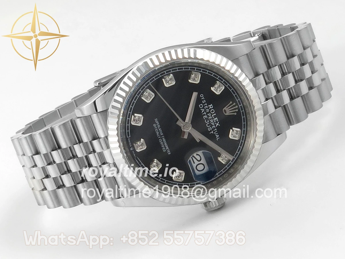 Rolex DateJust 36 126334 904L SS Clean Plus Black Diamonds Dial on Jubilee Bracelet DD3235 - Image 7