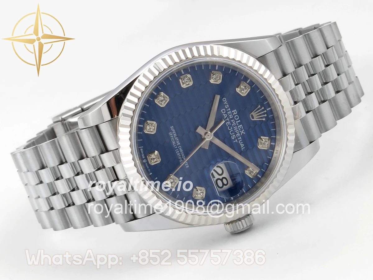 Rolex DateJust 36 SS 126234 ARF Blue Textured Diamonds Dial on Jubilee Bracelet DD3235 - Image 7