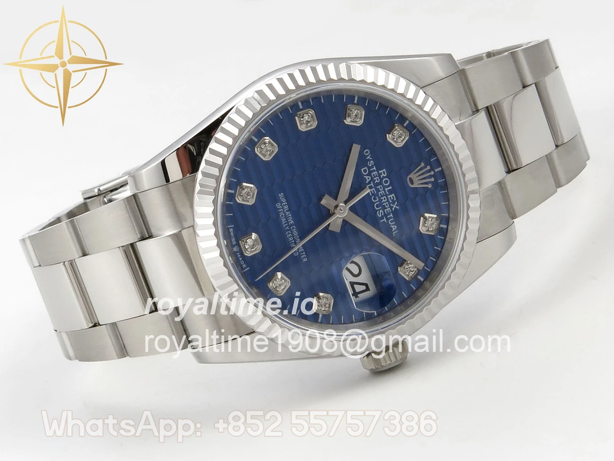 Rolex DateJust 36 SS 126234 ARF Blue Textured Diamonds Dial on Oyster Bracelet DD3235 - Image 7