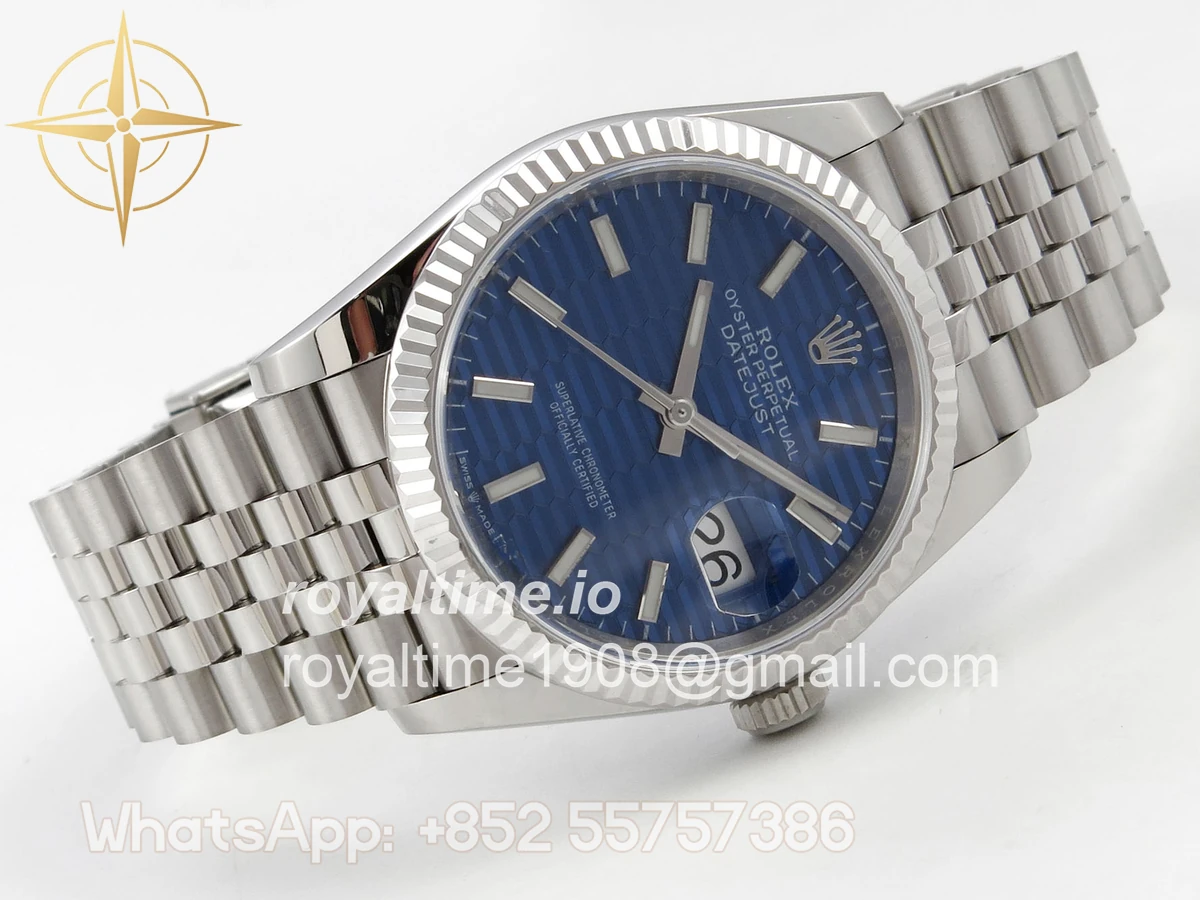 Rolex DateJust 36 SS 126234 ARF Blue Textured Stick Dial on Jubilee Bracelet DD3235 - Image 7