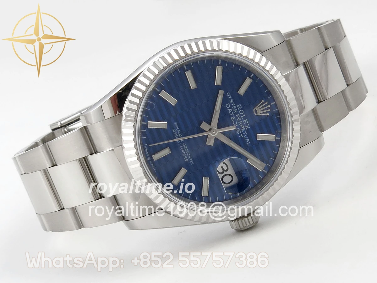 Rolex DateJust 36 SS 126234 ARF Blue Textured Stick Dial on Oyster Bracelet DD3235 - Image 7