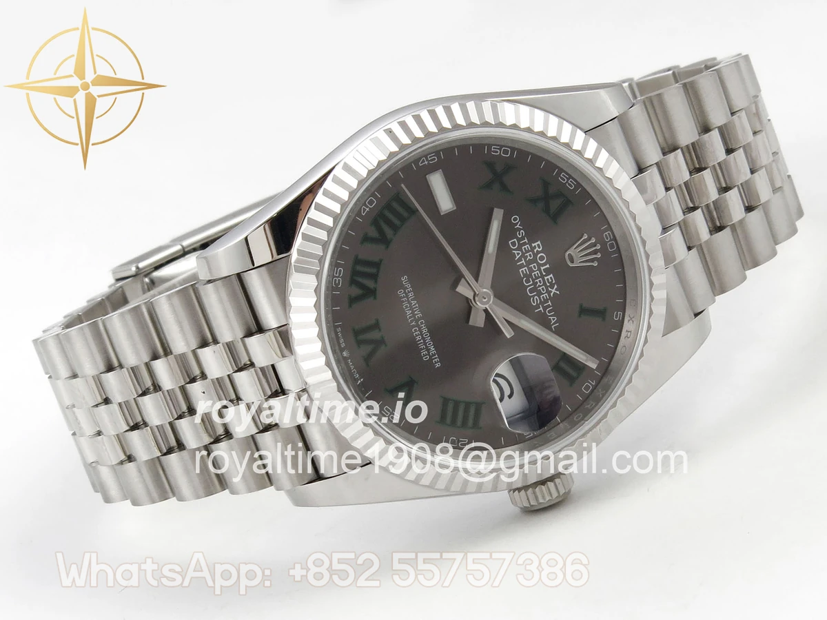 Rolex DateJust 36 SS 126234 ARF Gray Dial Green Roman on Jubilee Bracelet DD3235 - Image 7