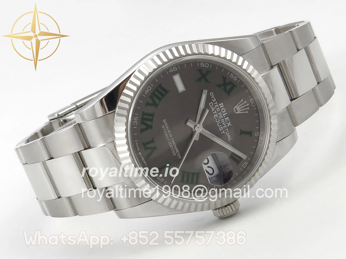 Rolex DateJust 36 SS 126234 ARF Gray Dial Green Roman on Oyster Bracelet DD3235 - Image 7