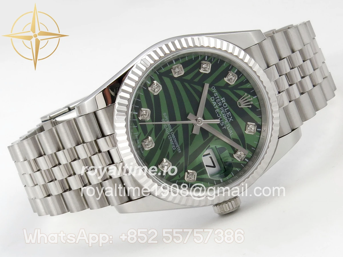 Rolex DateJust 36 SS 126234 ARF Green Leaves Diamonds Dial on Jubilee Bracelet DD3235 - Image 7