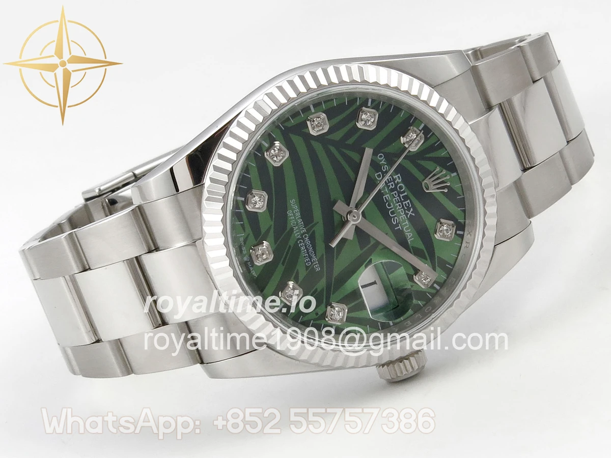 Rolex DateJust 36 SS 126234 ARF Green Leaves Diamonds Dial on Oyster Bracelet DD3235 - Image 7