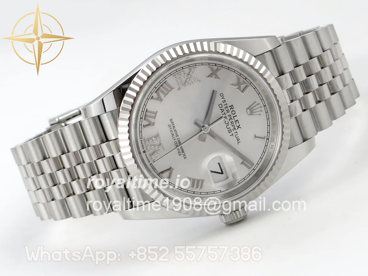 Rolex DateJust 36 SS 126234 ARF Silver Diamond Roman Dial on Jubilee Bracelet DD3235 - Image 7