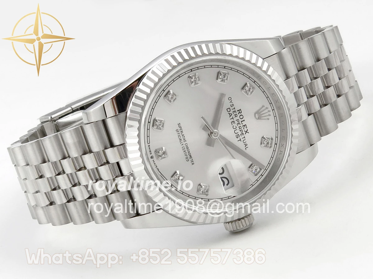 Rolex DateJust 36 SS 126234 ARF Silver Diamonds Dial on Jubilee Bracelet DD3235 - Image 7