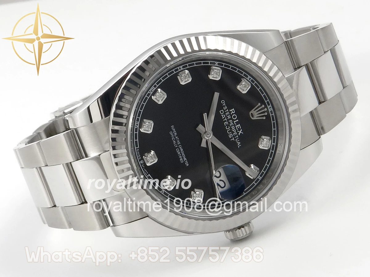 Rolex DateJust 41 126334 904L SS SCF Black Diamonds Dial on Oyster Bracelet VR3235 - Image 7
