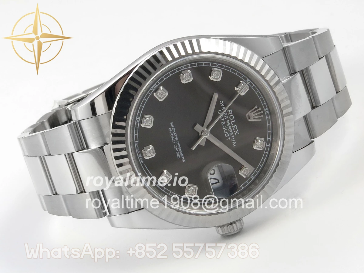 Rolex DateJust 41 126334 904L SS SCF Gray Diamonds Dial on Oyster Bracelet VR3235 - Image 7