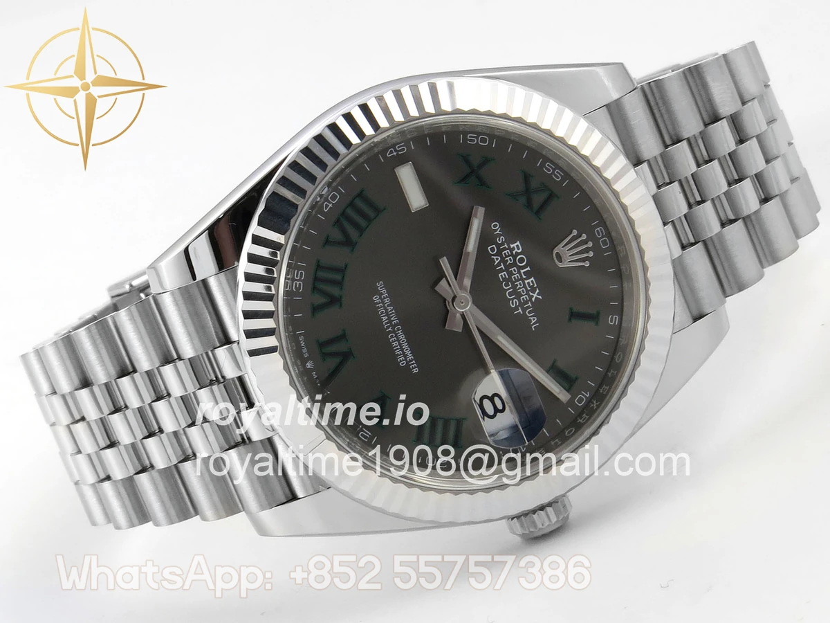 Rolex DateJust 41 126334 Clean Plus Gray Dial Green Roman on Jubilee Bracelet JH3235 (Free Sprung) Weighted 133g - Image 7