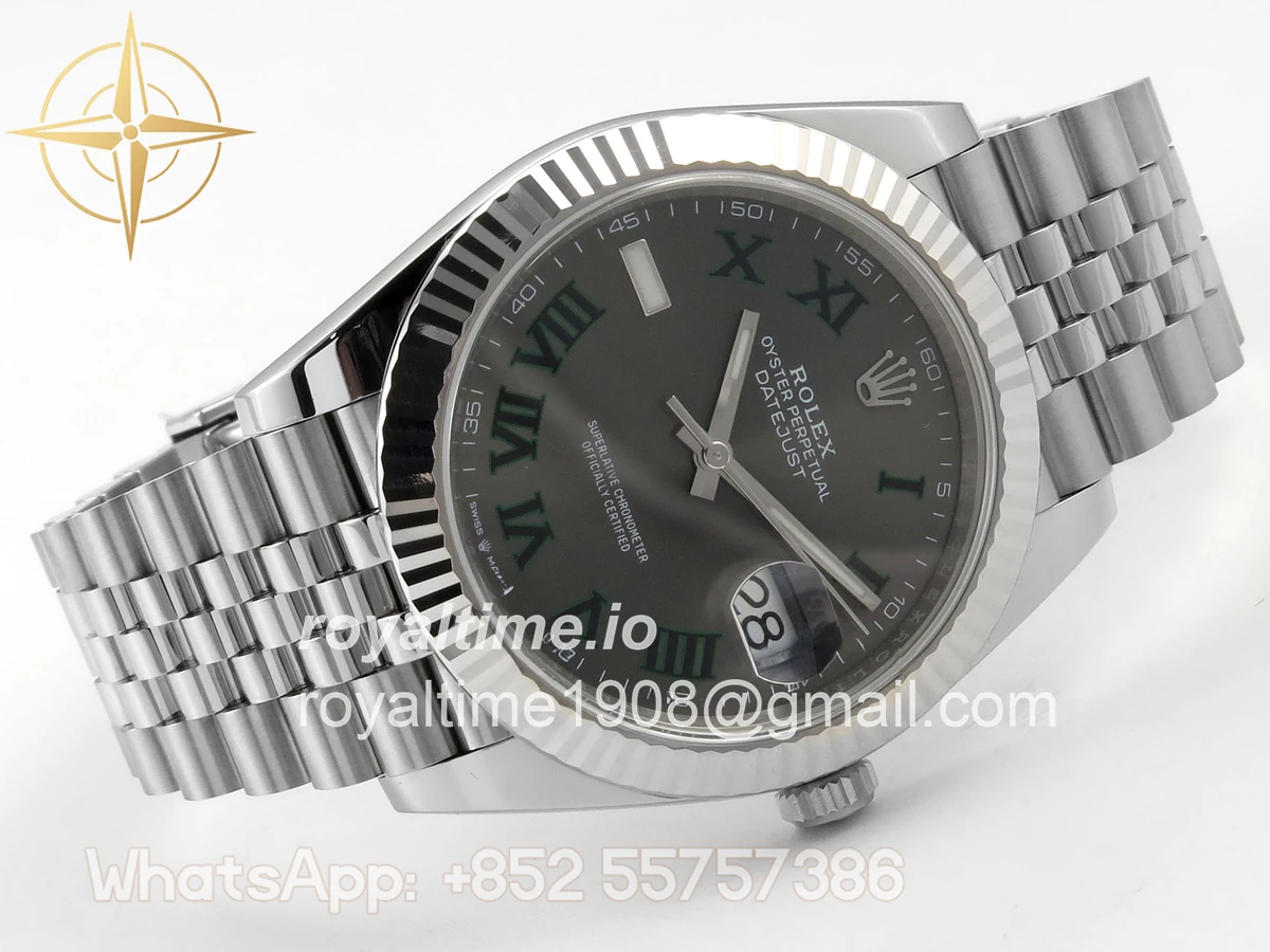 Rolex DateJust 41 126334 ERF Gray Dial Green Roman on Jubilee Bracelet JH3235 (Free Sprung) Weighted 132g - Image 7