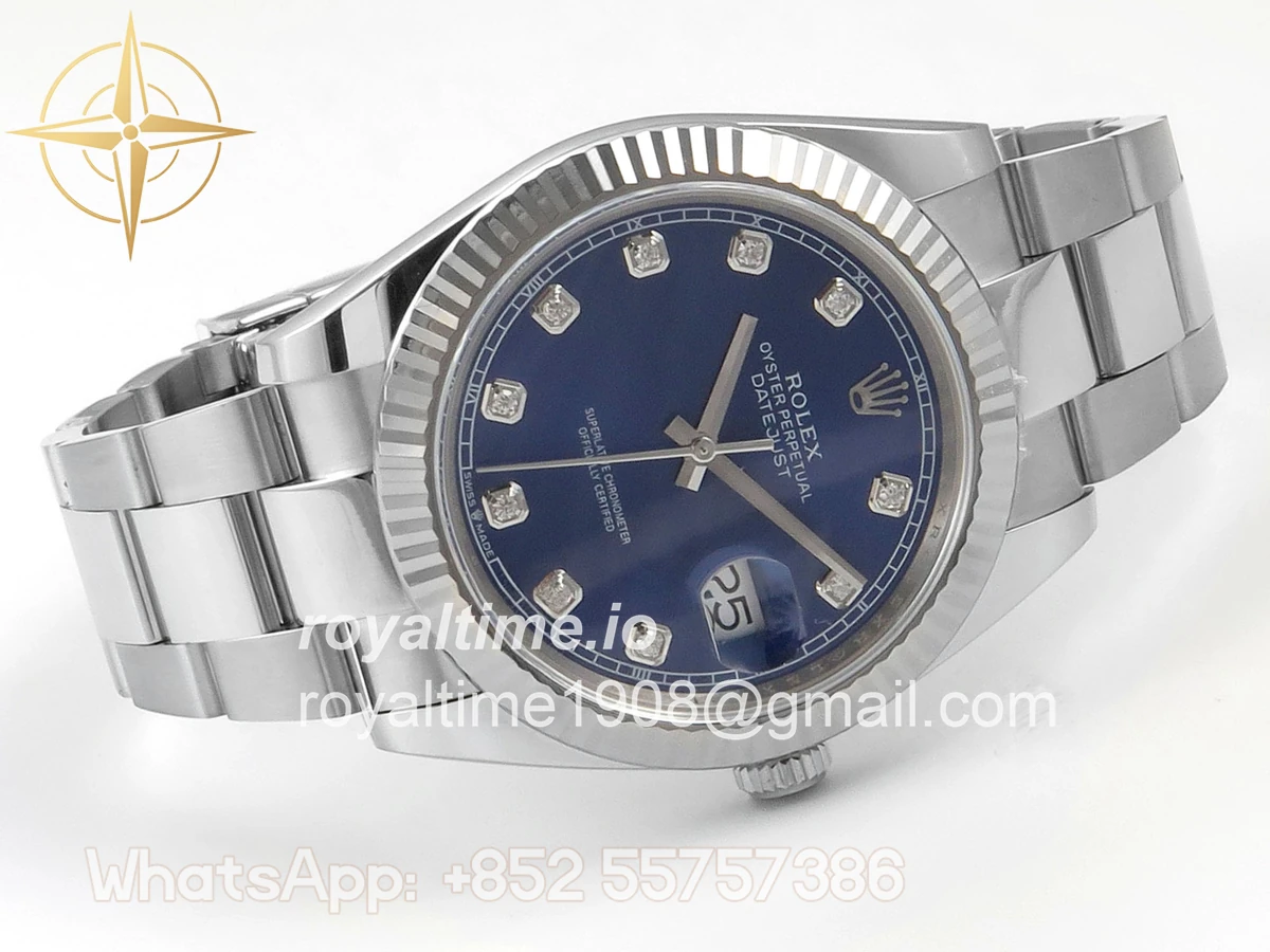 Rolex DateJust 41 126334 904L SS SCF Blue Diamonds Dial on Oyster Bracelet VR3235 - Image 7