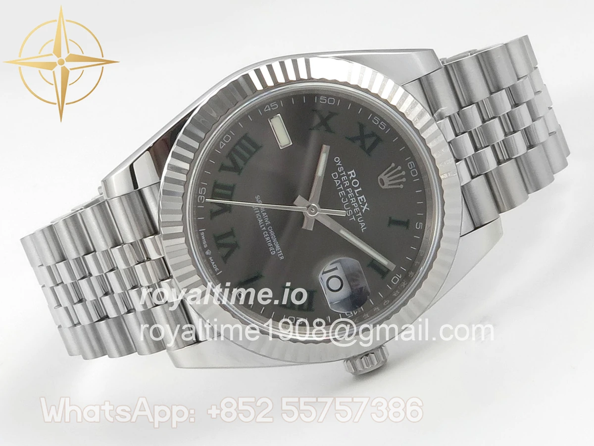 Rolex DateJust 41 126334 904L SS SCF Gray Dial Green Roman on Jubilee Bracelet VR3235 - Image 7