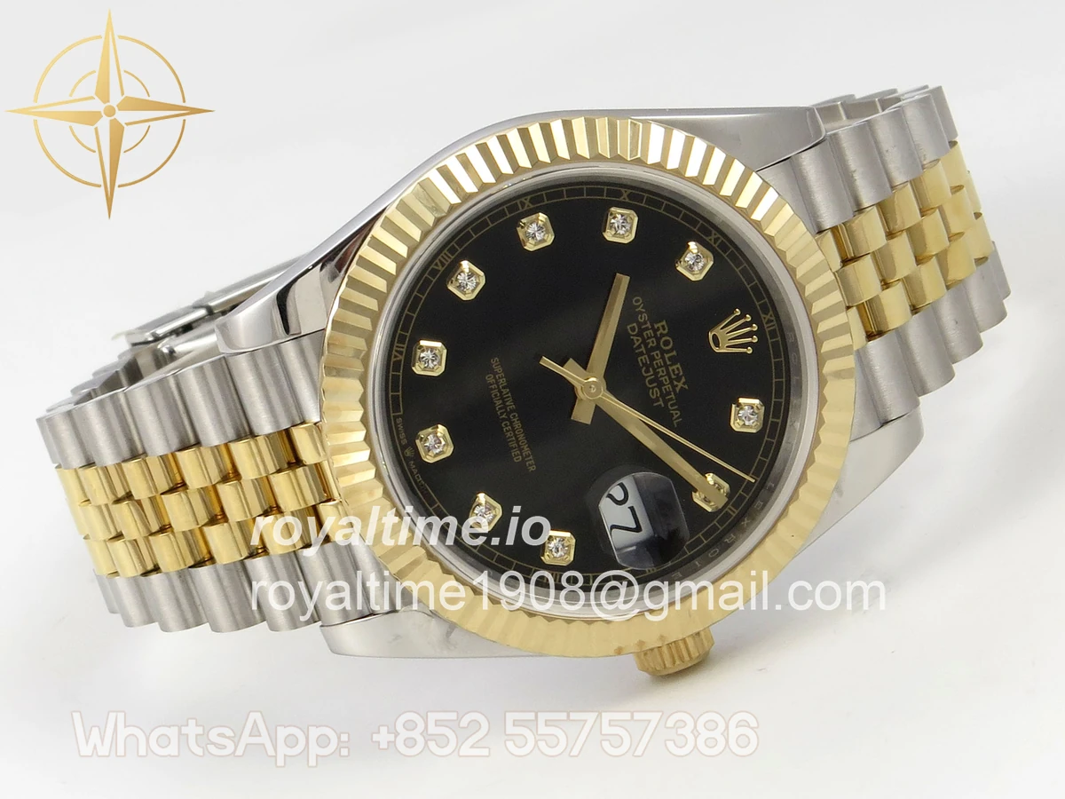 Rolex DateJust 41 126333 QF 904L Steel Black Diamonds Dial on SS/YG Jubilee Bracelet QF3235 (145g) - Image 7
