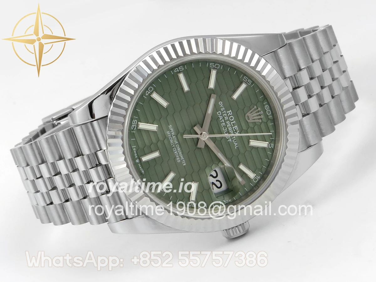 Rolex DateJust 41 126334 QF 904L Steel Green Textured Stick Dial on SS Jubilee Bracelet QF3235(145g) - Image 7