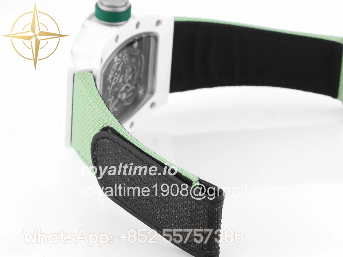 Richard Mille RM 055 White Bubba Watson White Ceramic on Green Nylon Strap - Image 7