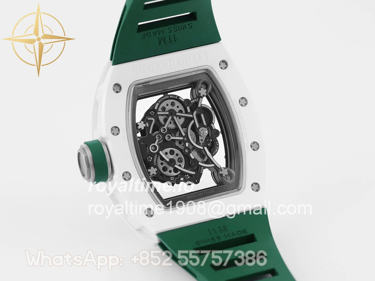 Richard Mille RM 055 White Bubba Watson White Ceramic on Green Rubber - Image 7