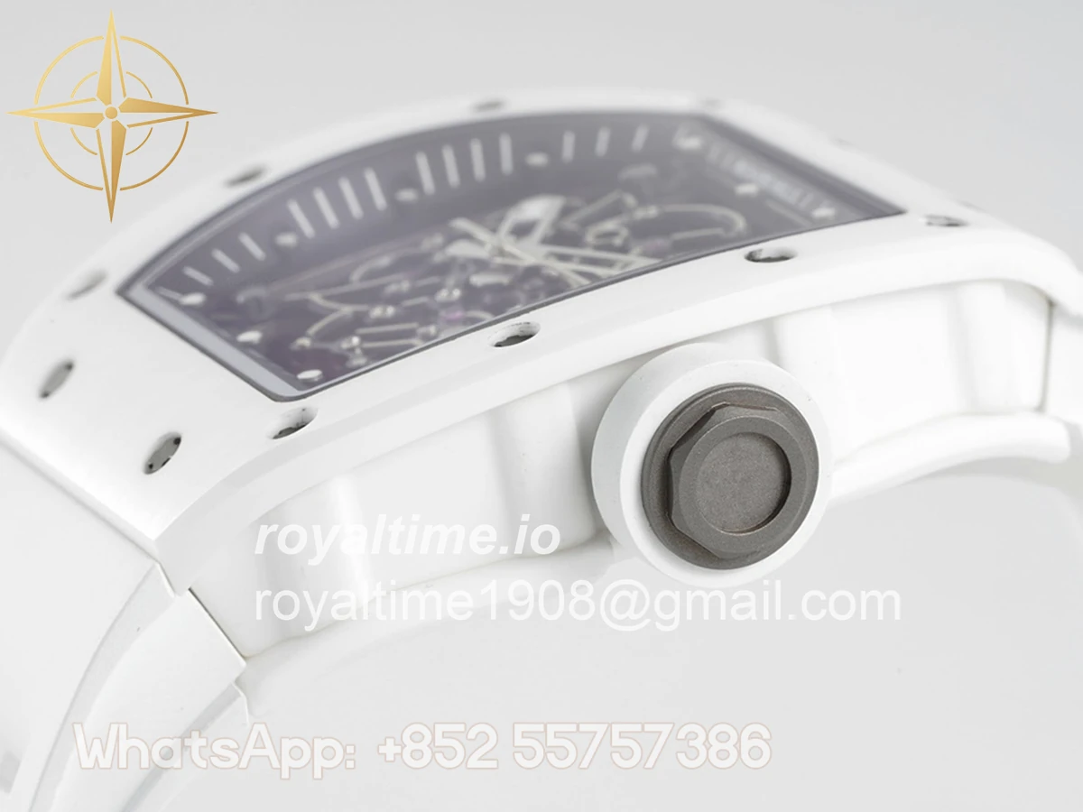Richard Mille RM 055 White Bubba Watson White Ceramic on White Rubber RMUL2 - Image 7