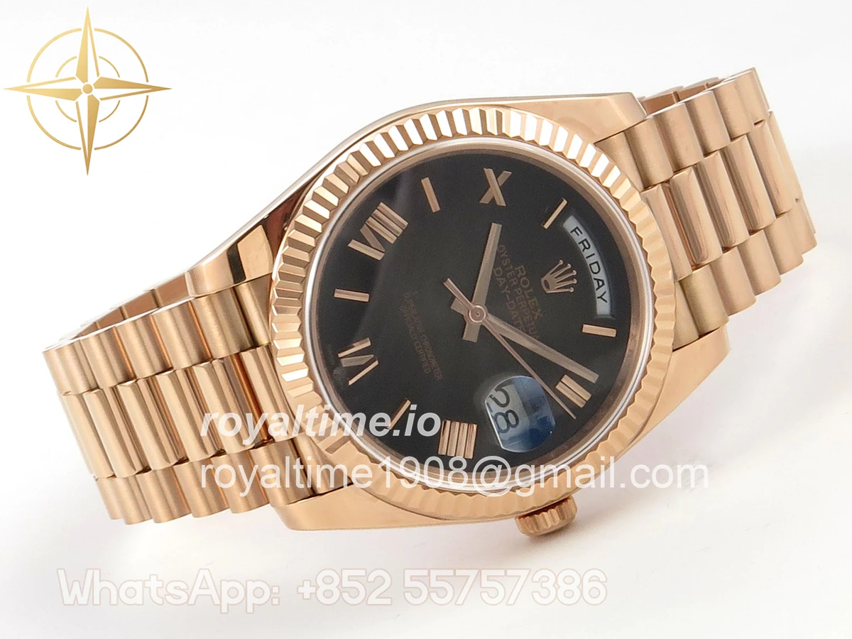 Rolex Day Date 40 RG TMF Gray Ombre Roman Dial on President Bracelet VR3255 (Weighted) 208g - Image 7