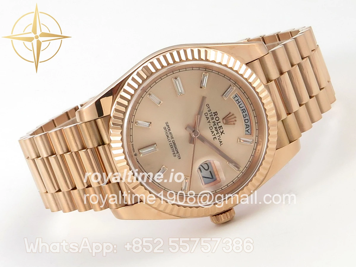 Rolex Day Date 40 RG TMF RG Diamonds Dial on President Bracelet VR3255 (Weighted) 208g - Image 7