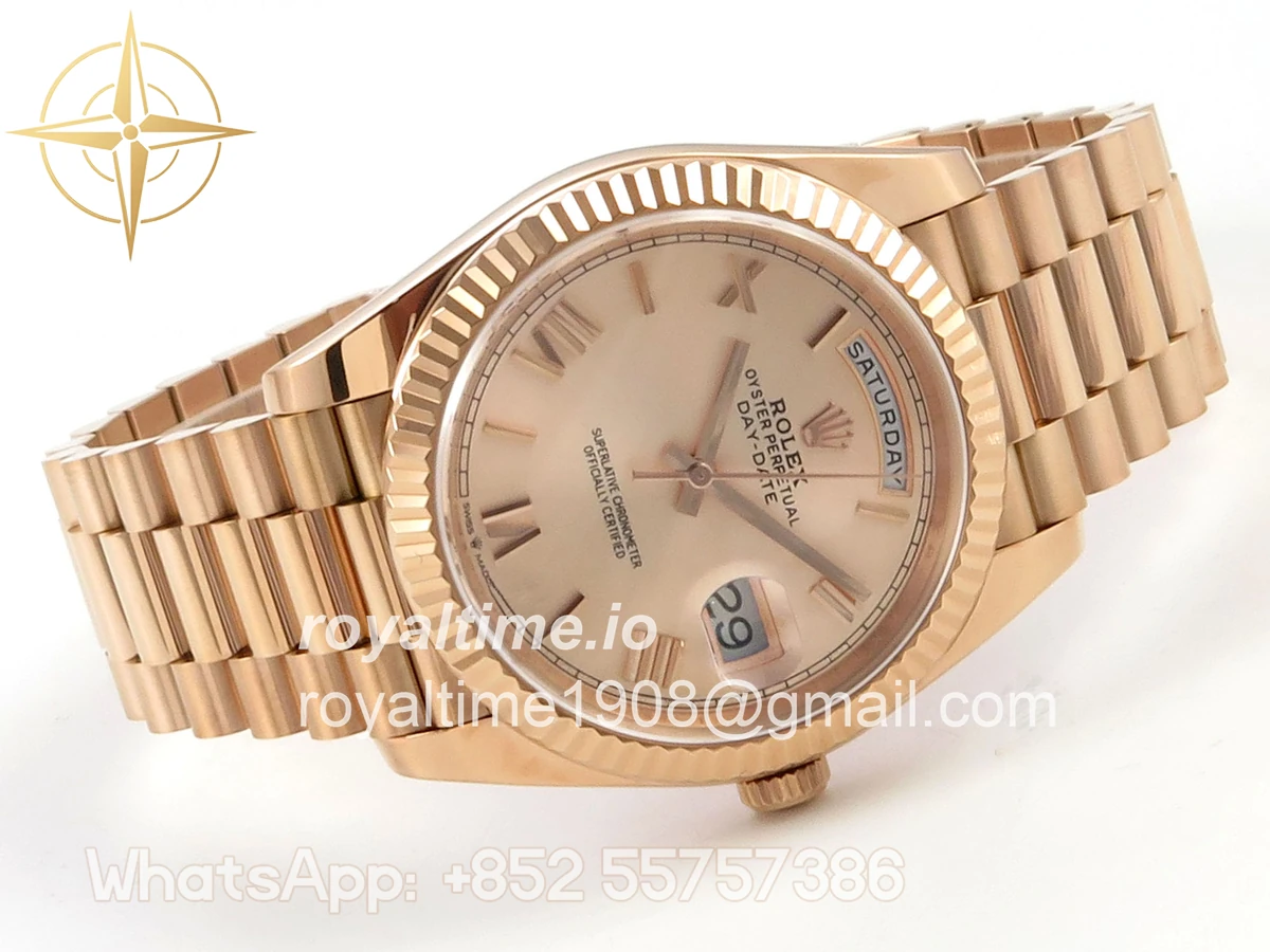 Rolex Day Date 40 RG TMF RG Roman Dial on President Bracelet VR3255 (Weighted) 208g - Image 7