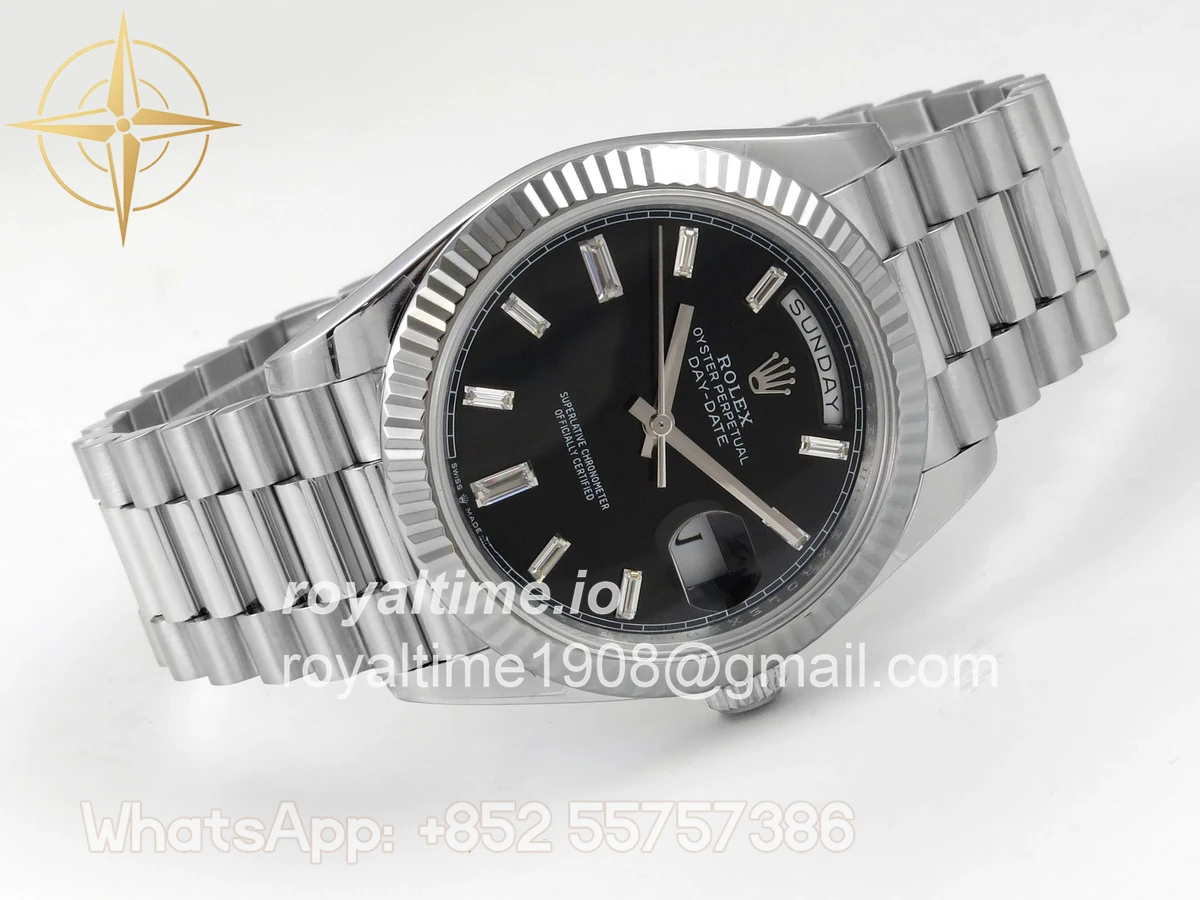 Rolex Day Date 40 SS 228239 QF Black Crystal Dial on President Bracelet A2836 V6 (200g) - Image 7