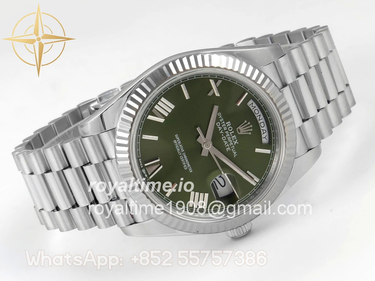 Rolex Day Date 40 SS 228239 QF Green Ombre Roman Dial on President Bracelet A2836 V6 (200g) - Image 7