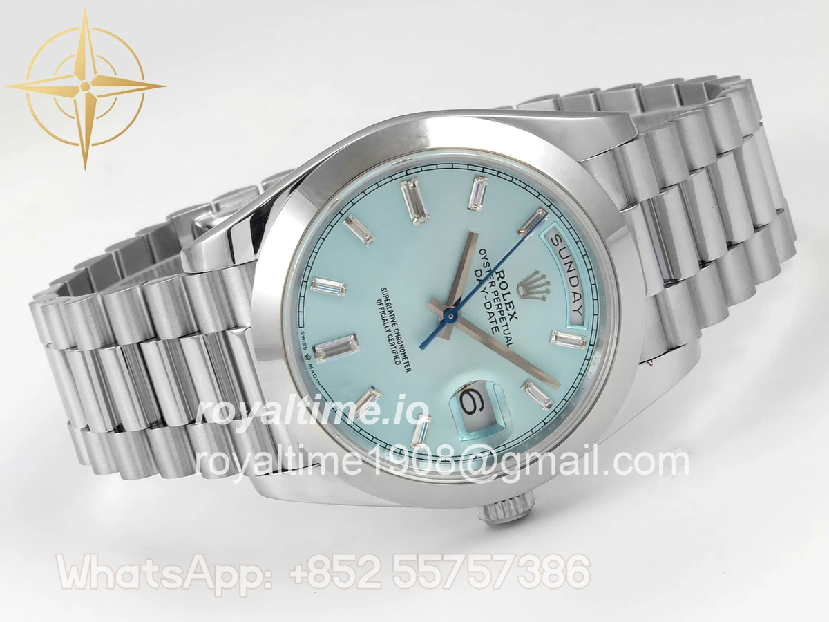 Rolex Day Date 40 SS 228239 QF Ice Blue Crystal Dial on President Bracelet A2836 V6 (200g) - Image 7