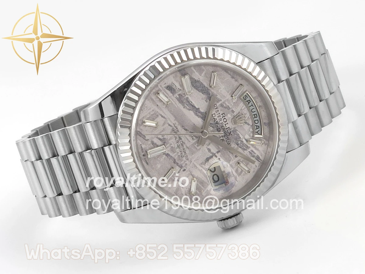 Rolex Day Date 40 SS TMF Meteorite Crystal Dial on President Bracelet VR3255 (Weighted) 208g - Image 7