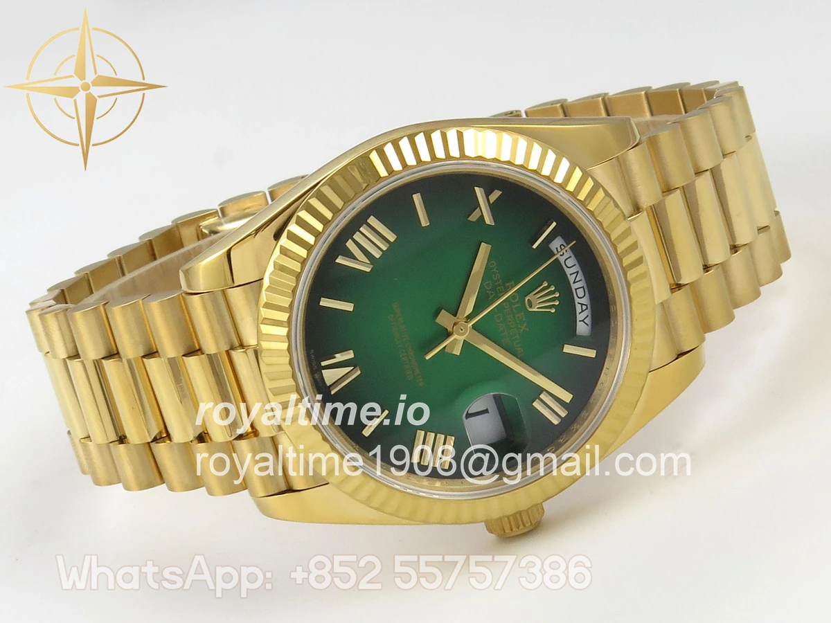 Rolex Day Date 40 YG 228238 QF Green Ombre Roman Dial on President Bracelet A2836 V6 (200g) - Image 7