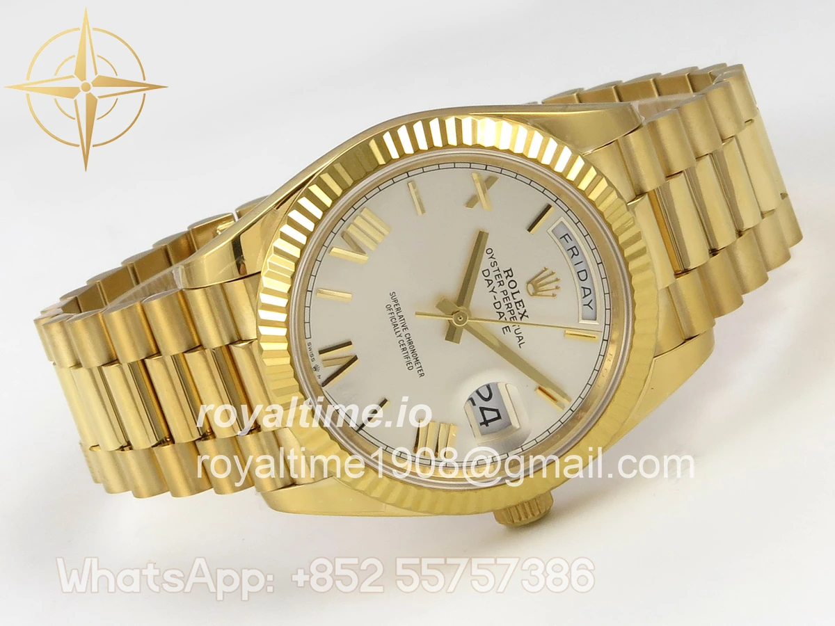 Rolex Day Date 40 YG 228238 QF Silver Roman Dial on President Bracelet A2836 V6 (200g) - Image 7