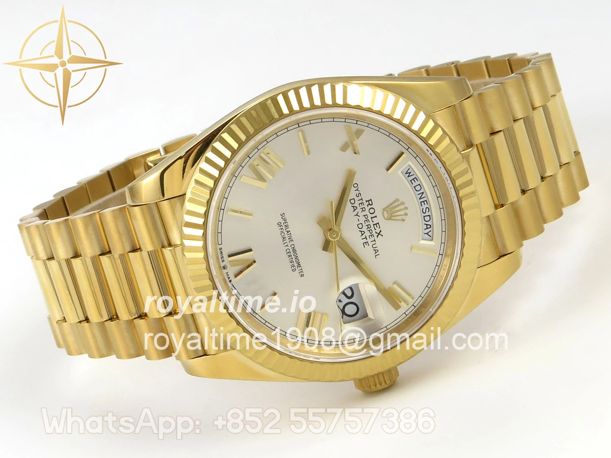 Rolex Day Date 40 YG 228238 QF Silver Roman Dial on President Bracelet VR3255 V8 (190g) - Image 7