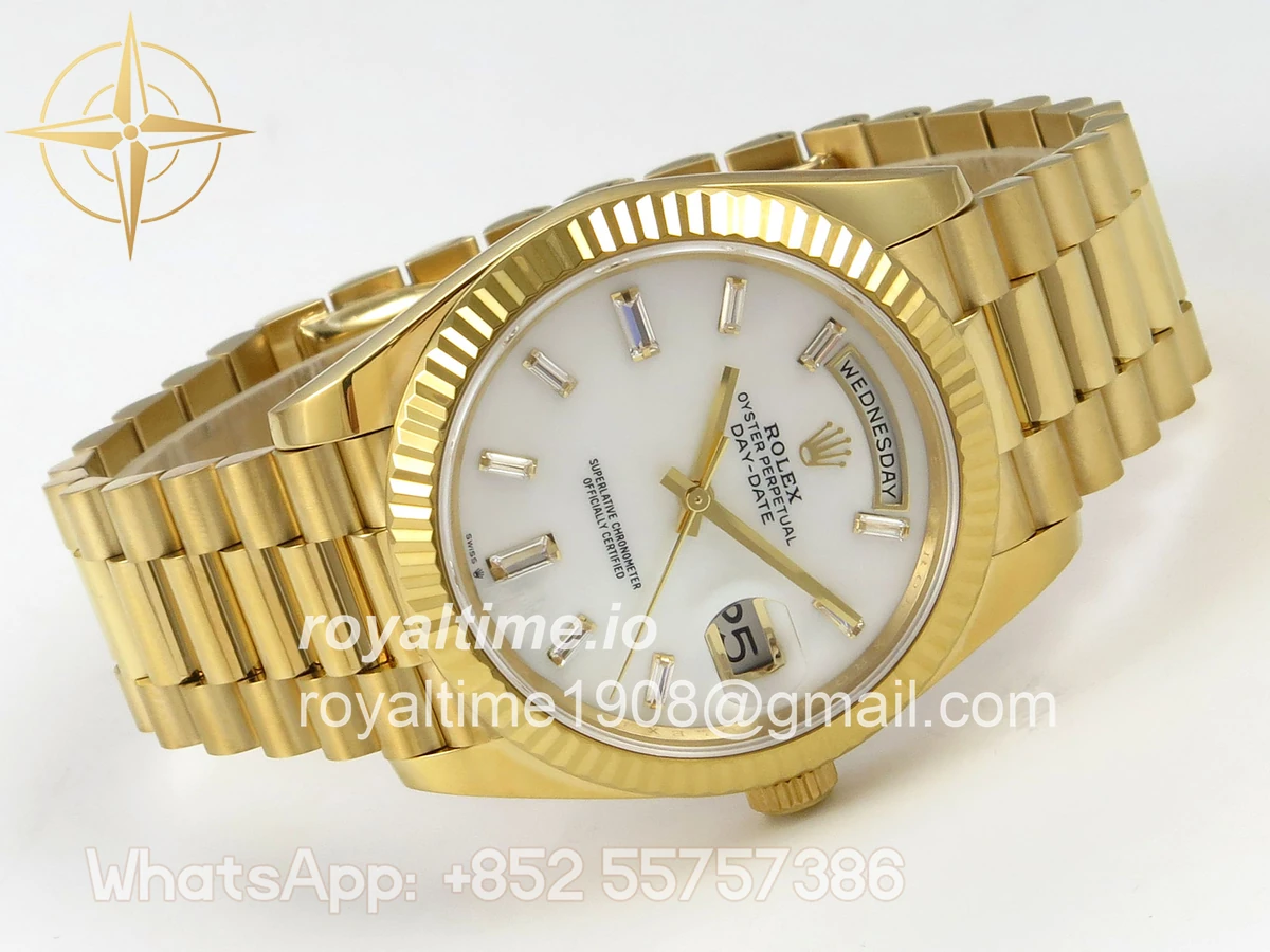 Rolex Day Date 40 YG 228238 QF White Crystal Dial on President Bracelet VR3255 V8 (190g) - Image 7
