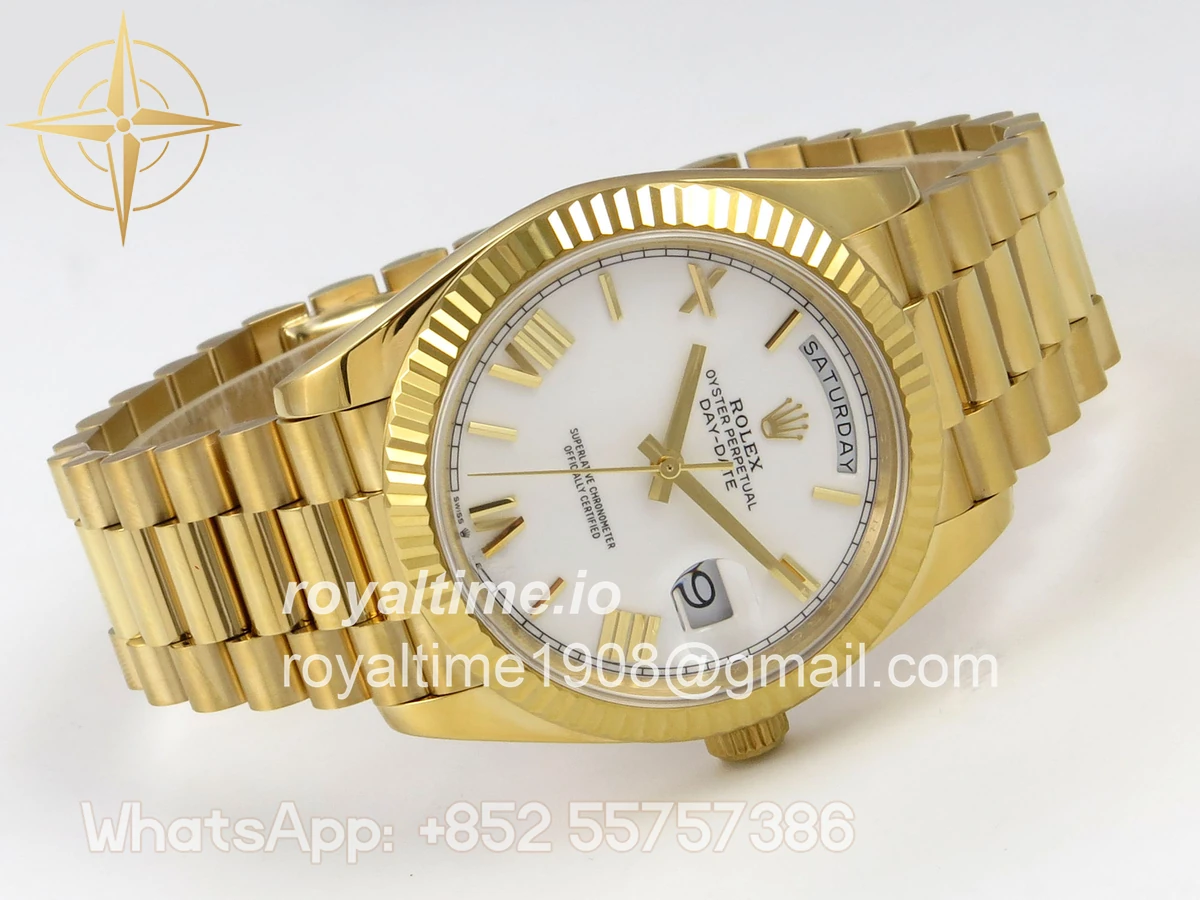 Rolex Day Date 40 YG 228238 QF White Roman Dial on President Bracelet A2836 V6 (200g) - Image 7