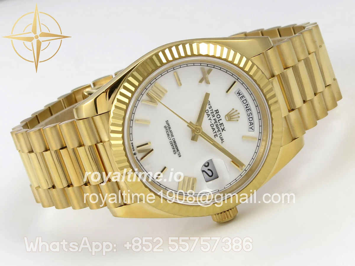 Rolex Day Date 40 YG 228238 QF White Roman Dial on President Bracelet VR3255 V8 (190g) - Image 7
