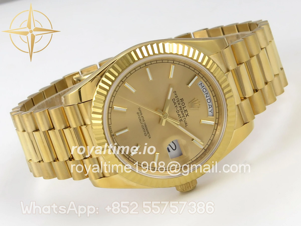 Rolex Day Date 40 YG 228238 QF YG Stick Dial on President Bracelet A2836 V6 (200g) - Image 7