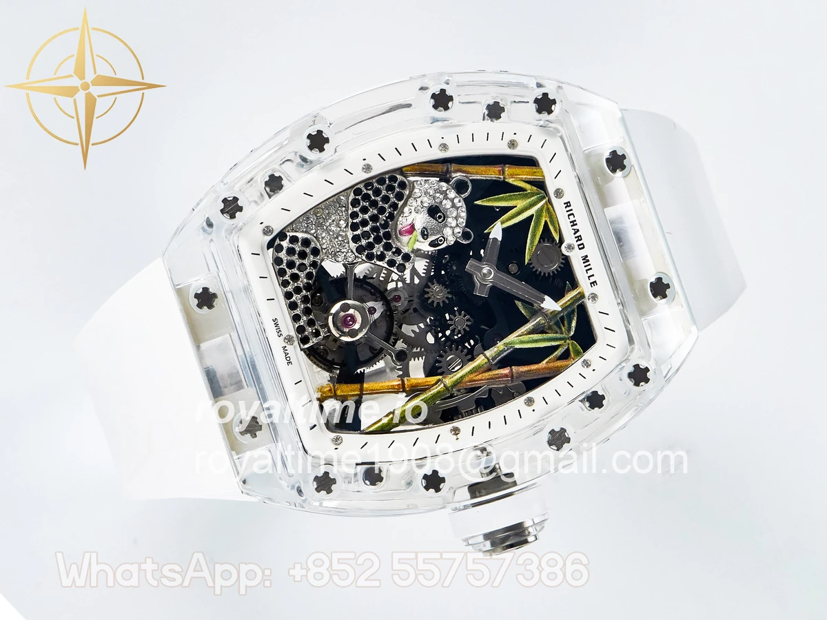 Richard Mille RM026 Transparent Tourbillon RMF Panda Skeleton Dial on Translucent Rubber Strap - Image 7