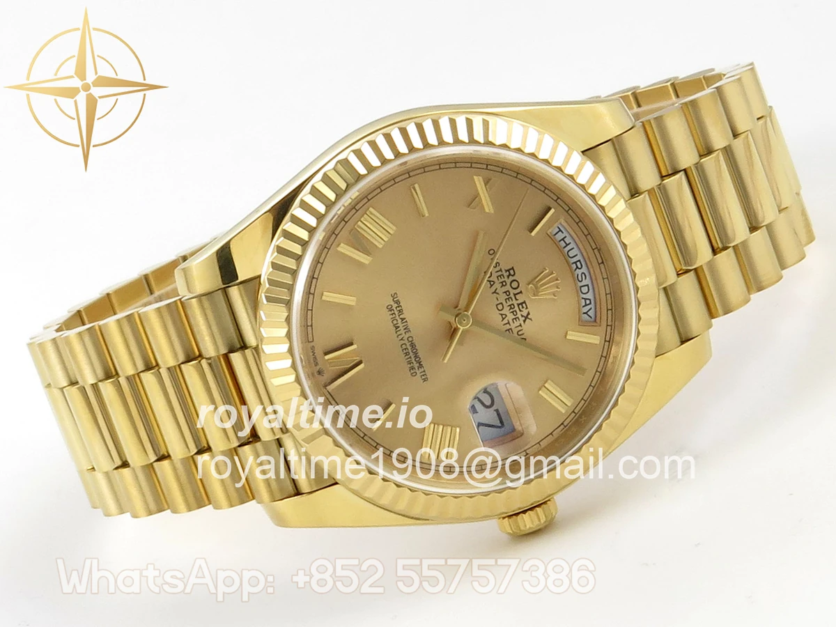 Rolex Day Date 40 YG TMF YG Roman Dial on President Bracelet VR3255 (Weighted) 208g - Image 7