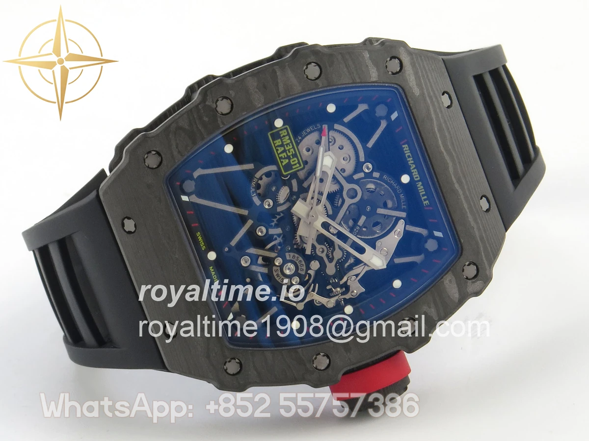 Richard Mille RM035-01 Black Carbon ZF Skeleton Dial On Black Rubber Strap RMUL2 - Image 7