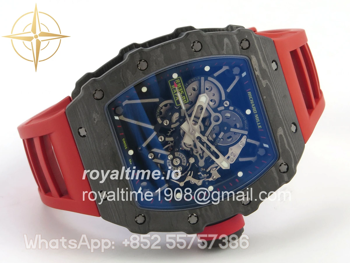 Richard Mille RM035-01 Black Carbon ZF Skeleton Dial On Red Rubber Strap RMUL2 - Image 7