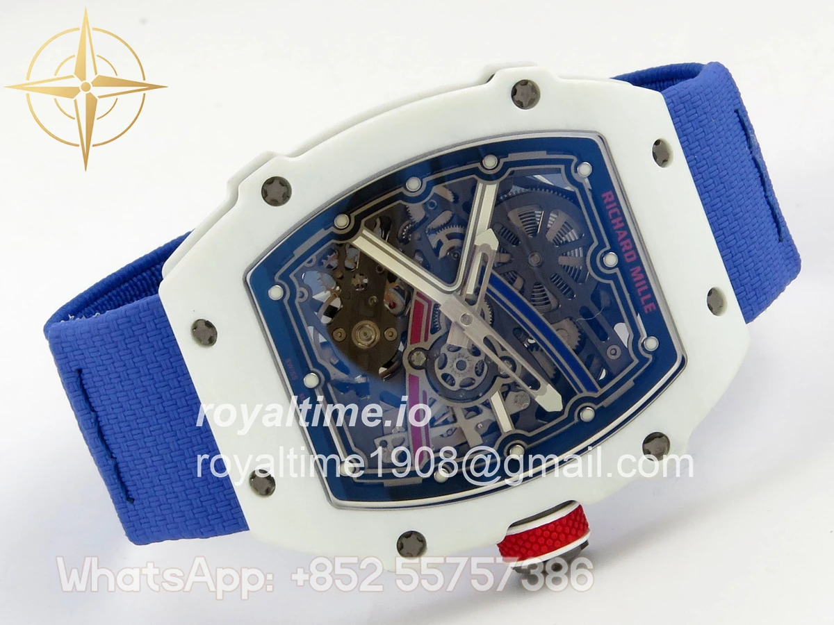 Richard Mille AVF RM67-02 France White NTPT Spain Skeleton Dial on Blue Elastic strap CRMA7 - Image 7