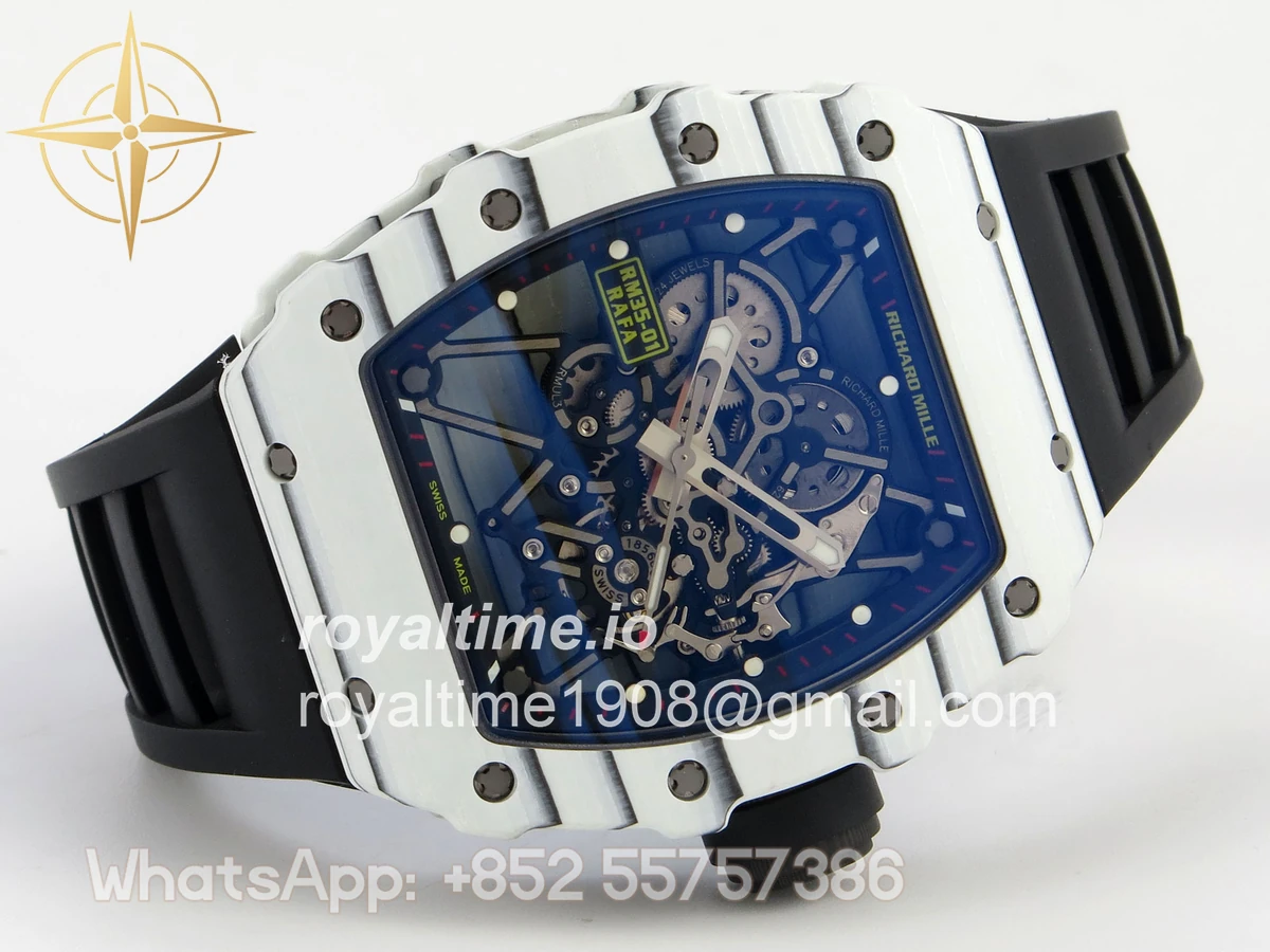 Richard Mille RM035-01 White Carbon ZF Skeleton Dial On Black Rubber Strap RMUL2 - Image 7